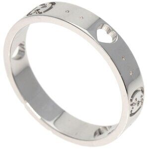 GUCCI White Gold Band Ring #17 18K Size 8
